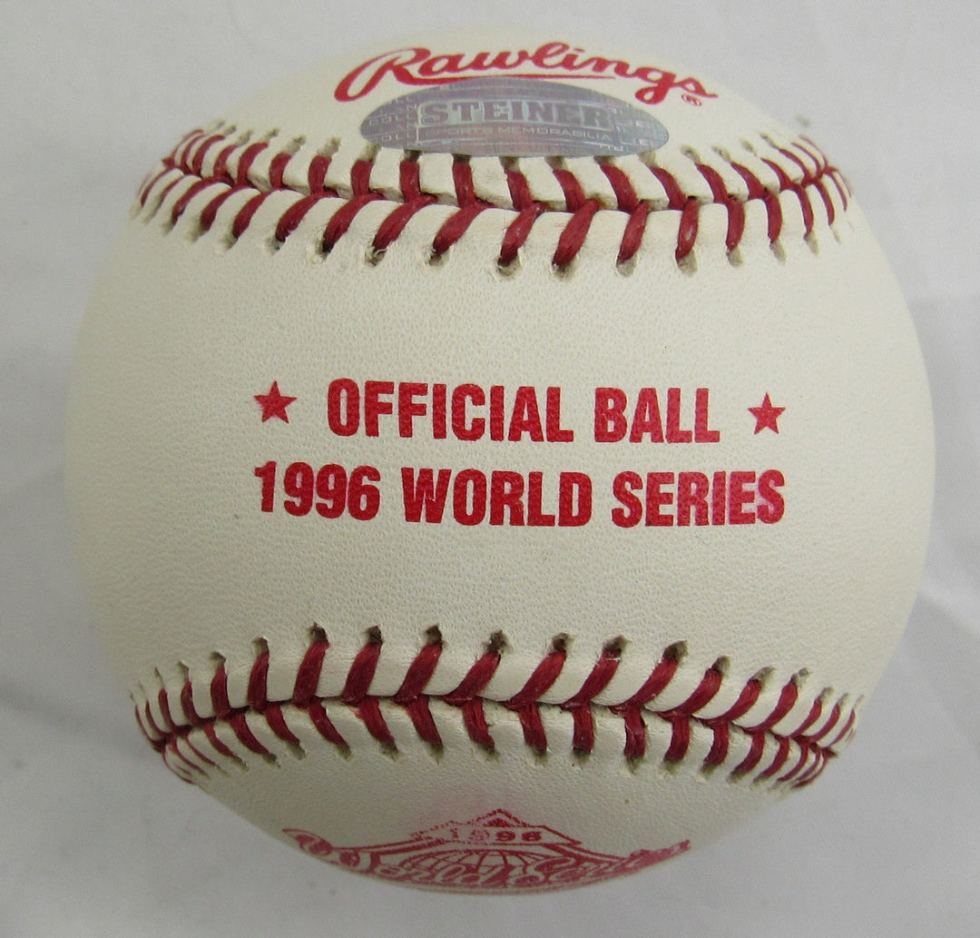 John Wetteland Signed Auto Rawlings 1996 World Series Baseball w/ Insc Steiner Hologram