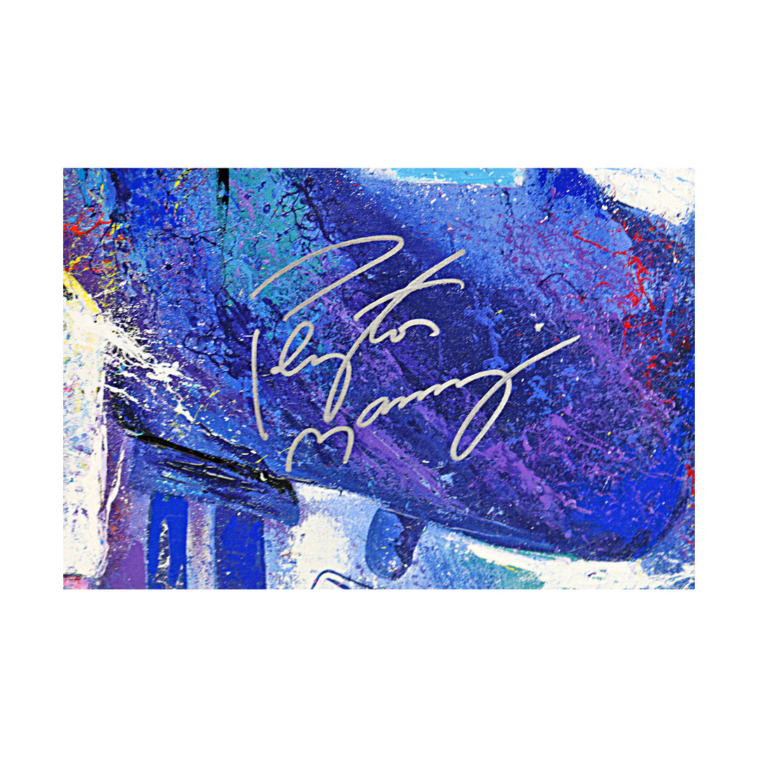 Peyton Manning Indianapolis Colts Autographed Signed Bill Lopa Artist Embellished Stretched Canvas LE 2/18