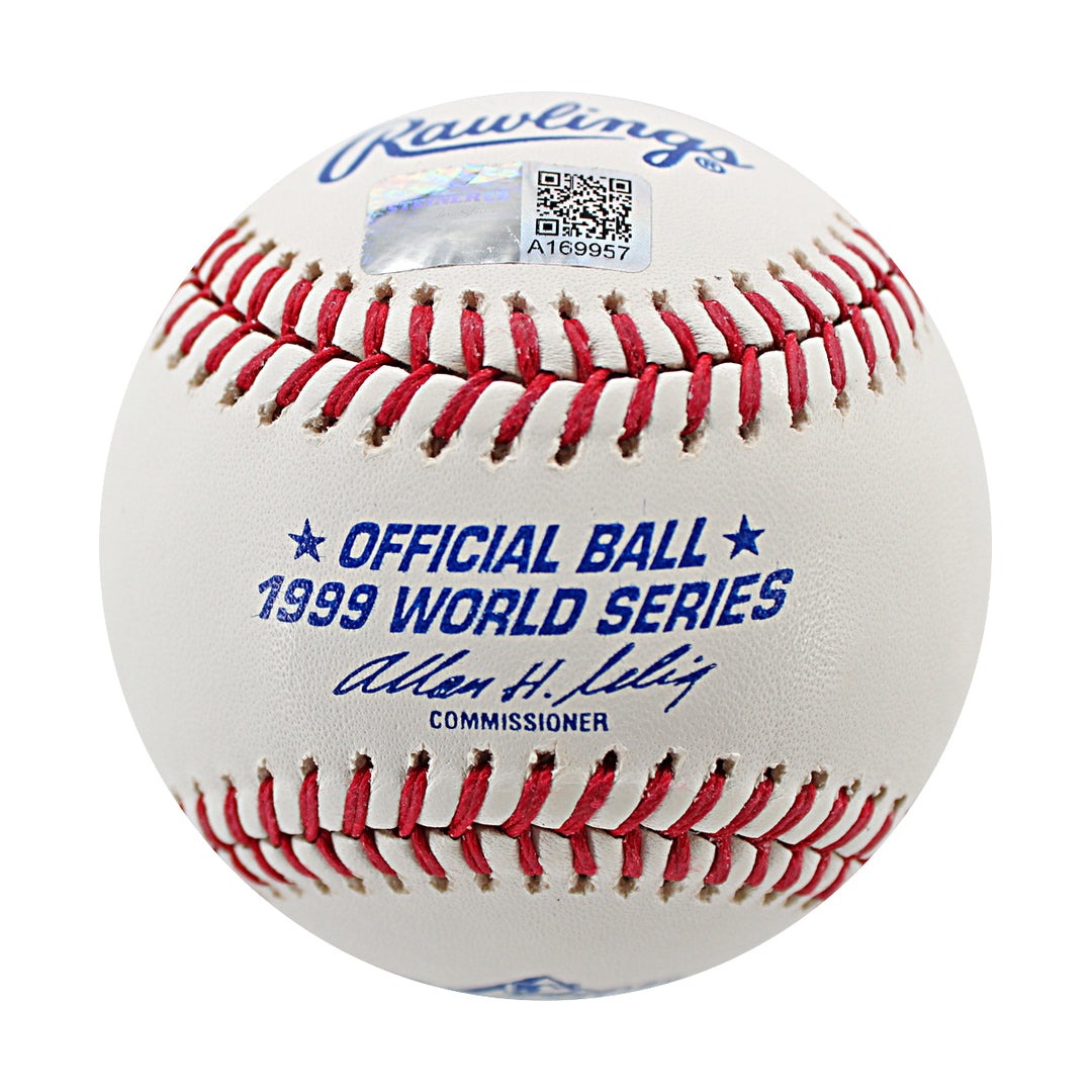 Mariano Rivera New York Yankees Autographed Inscribed 1999 World Series Logo Baseball (CX Auth)
