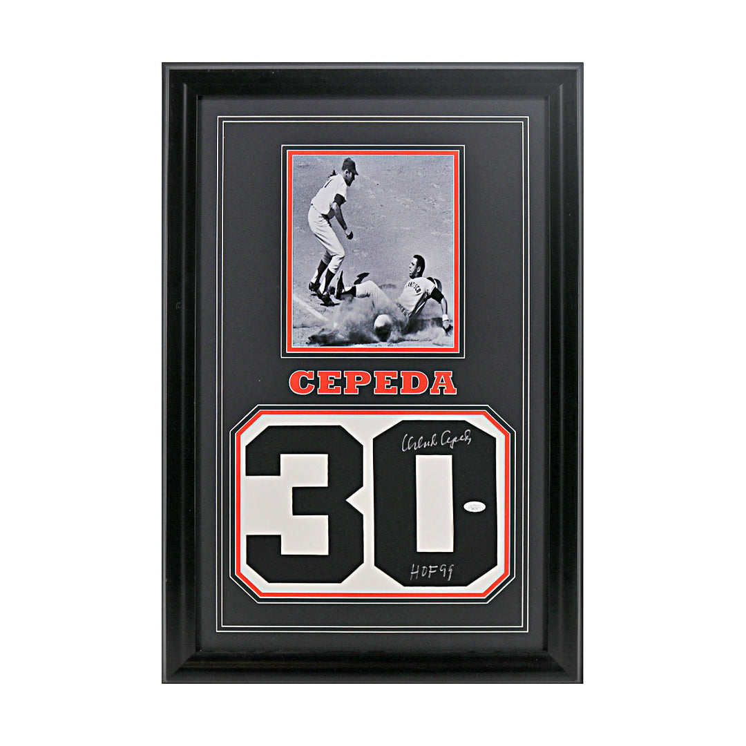 Orlando Cepeda San Francisco Giants Autographed Signed Framed 8x10 Photo and No. 30 Display (JSA COA)