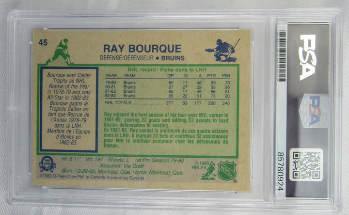 1983 O-Pee-Chee Ray Bourque Signed Auto PSA/DNA Encapsulated Hockey Card