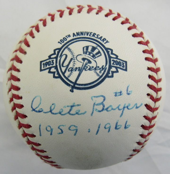 Clete Boyer Signed Auto Rawlings Yankees 100th Anniversary Baseball w/ Insc