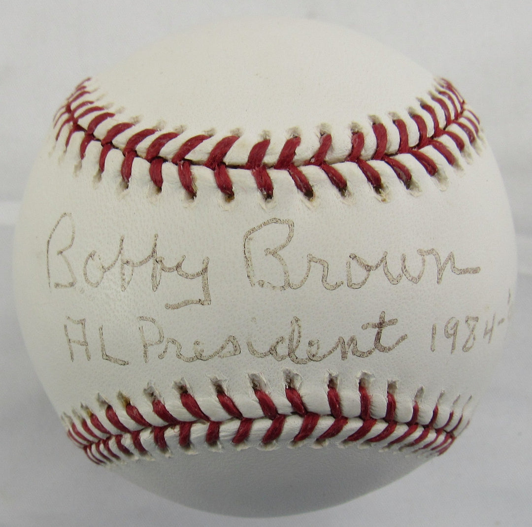 Bobby Brown - AL President Signed Auto Rawlings Baseball w/ Insc