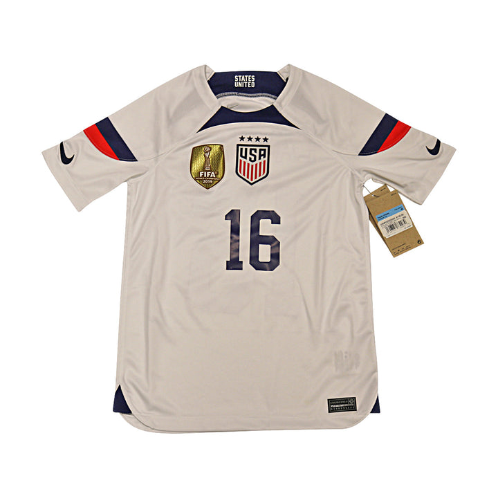 Rose Lavelle USWNT Youth Nike White USA Soccer Jersey with 2019 FIFA World Cup Cup Champions Patch