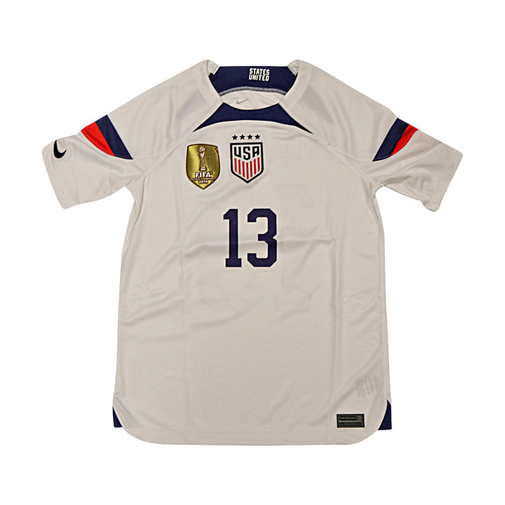 Alex Morgan USWNT Youth Nike White USA Soccer Jersey with 2019 FIFA World Cup Cup Champions Patch