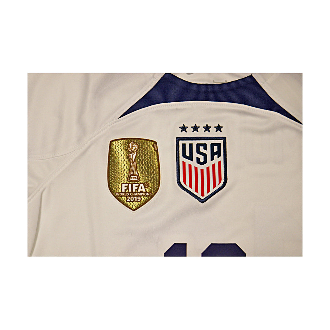 Alex Morgan USWNT Youth Nike White USA Soccer Jersey with 2019 FIFA World Cup Cup Champions Patch