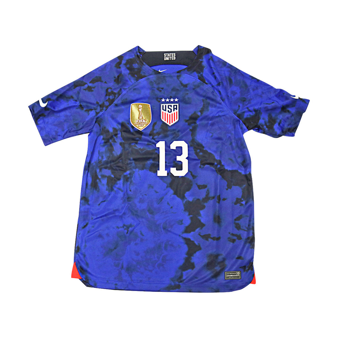 Alex Morgan USWNT Youth Nike Blue USA Soccer Jersey with 2019 FIFA World Cup Cup Champions Patch