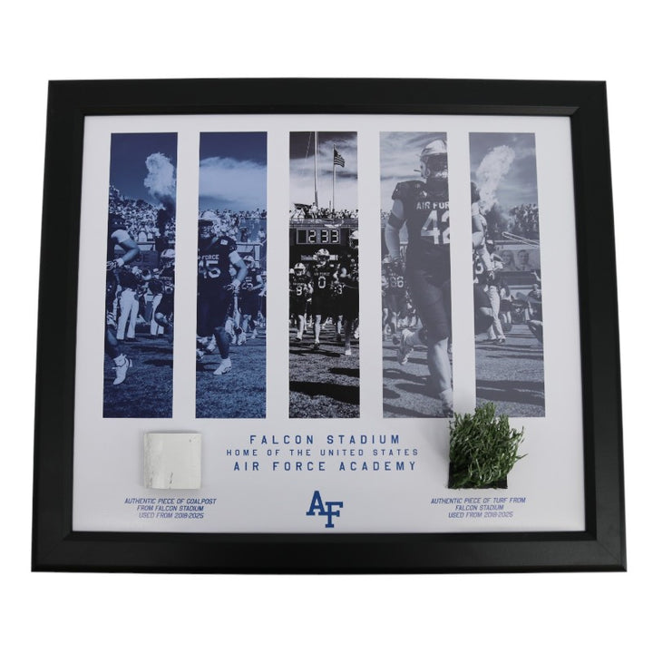 US Air Force Academy Authentic Turf and Goalpost from Falcon Stadium Framed Collage