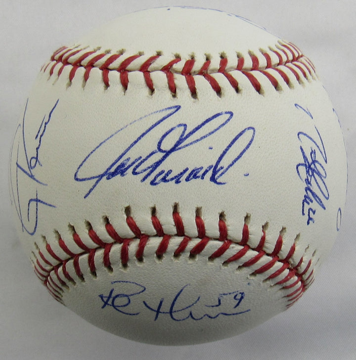 Joe Girardi Tony Pena Rob Thompson +3 Signed Rawlings Baseball JSA AX04811