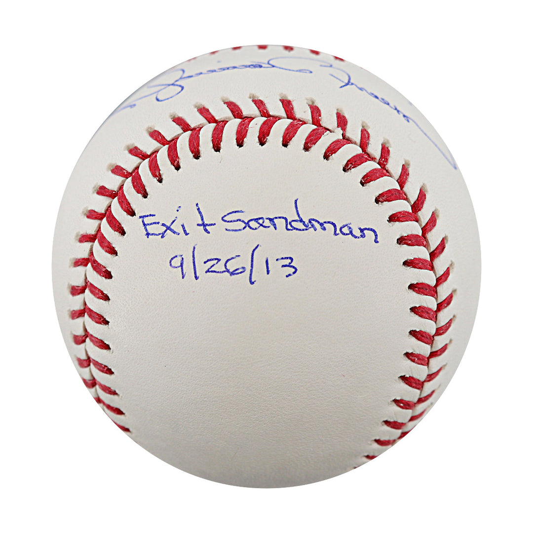 Mariano Rivera New York Yankees Autographed Signed Inscribed "Enter Sandman 5/23/95, Exit Sandman 9/26/13" OMLB Baseball (CX Auth)