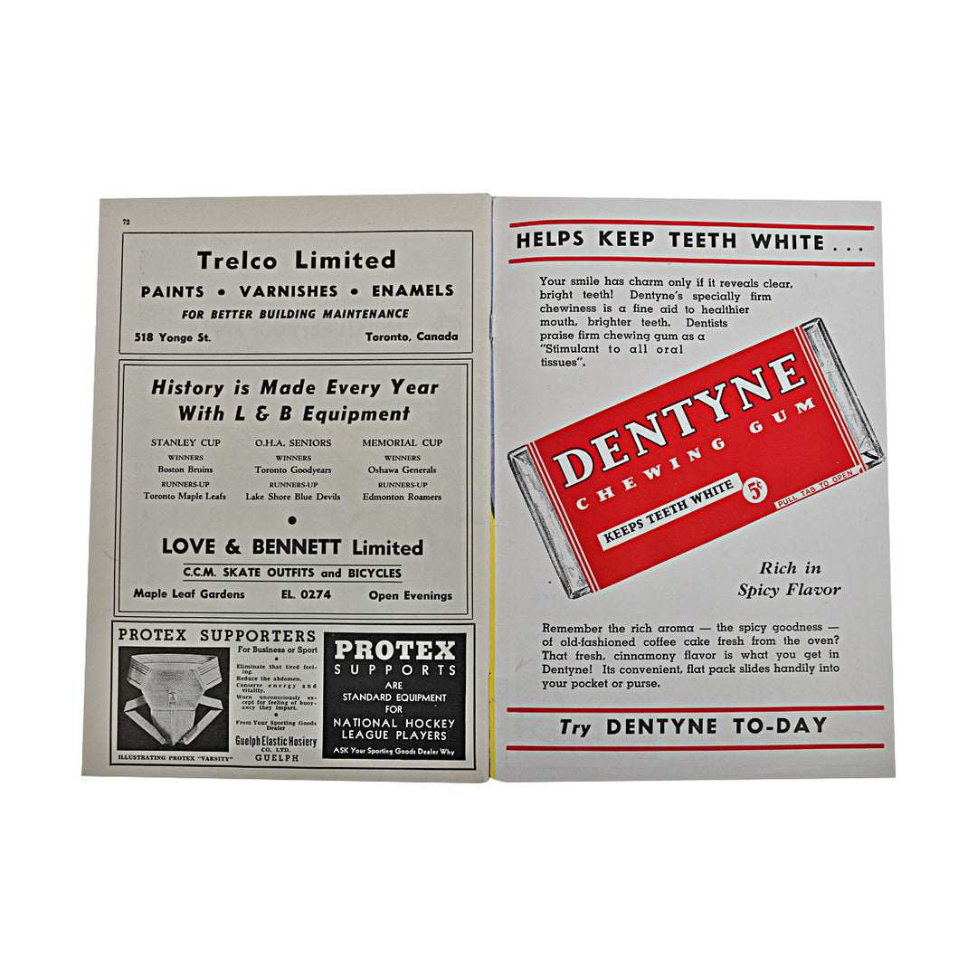 Vintage 1940s Toronto Maple Leafs Program