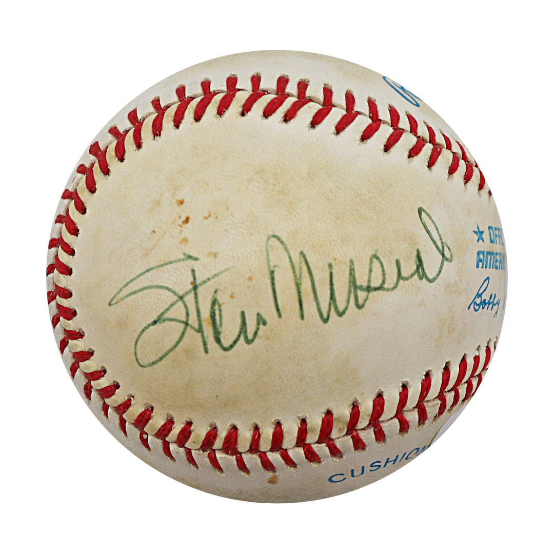 Mantle Williams Musial Autographed Rawlings OAL Baseball (JSA LOA)