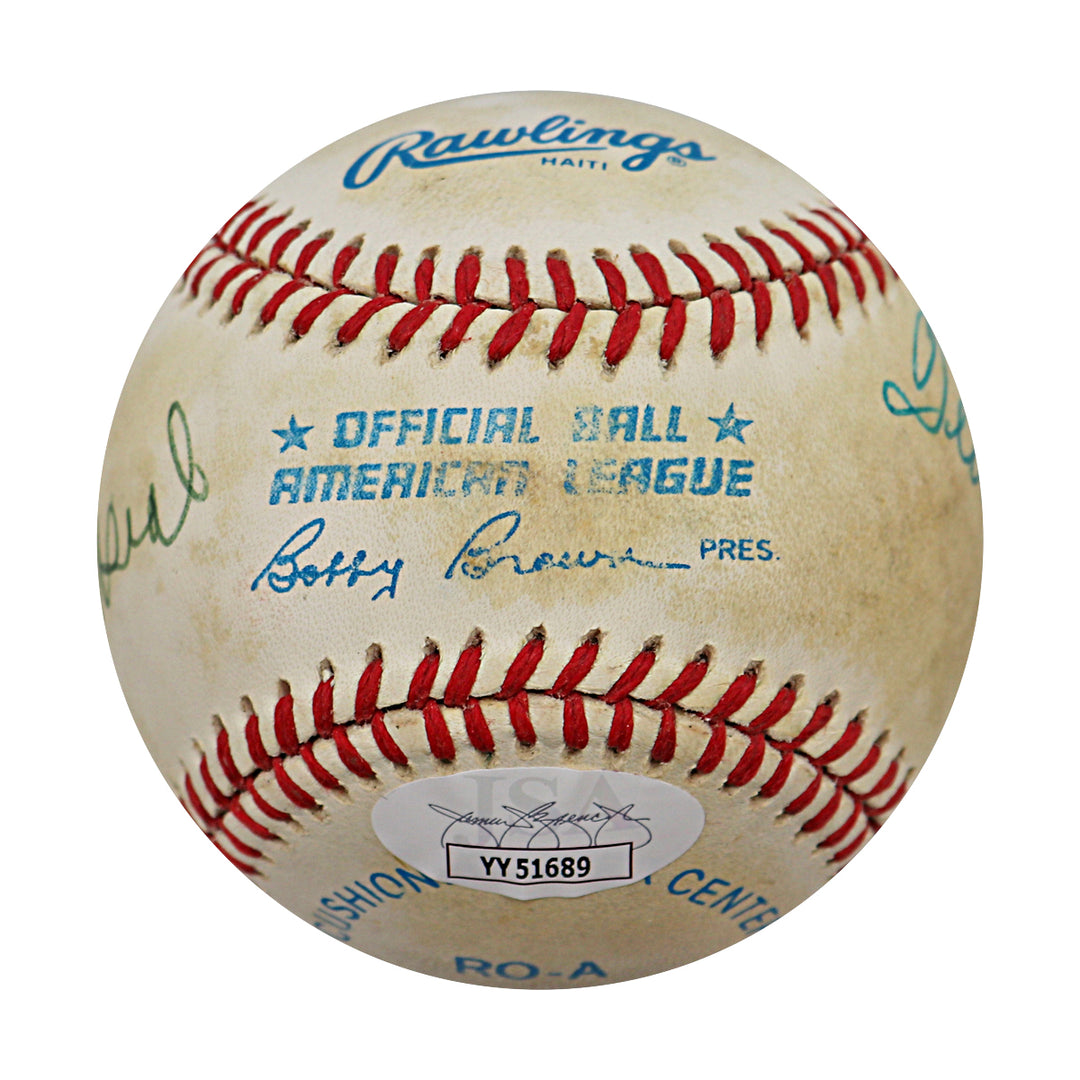 Mantle Williams Musial Autographed Rawlings OAL Baseball (JSA LOA)