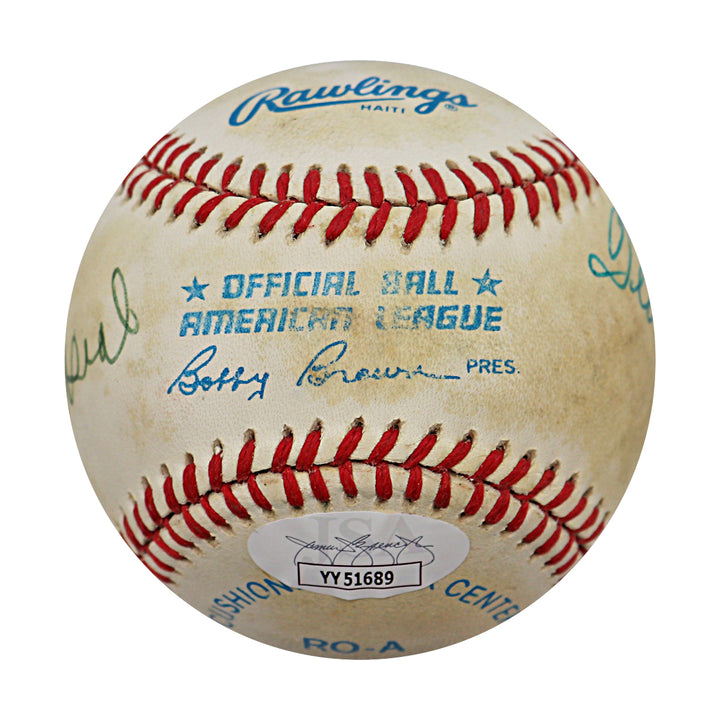 Mantle Williams Musial Autographed Rawlings OAL Baseball (JSA LOA)