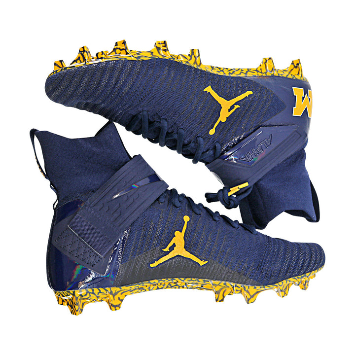 Jordan Brand Alpha Menace Elite 2 University of Michigan Team Issued Cleats Size 16