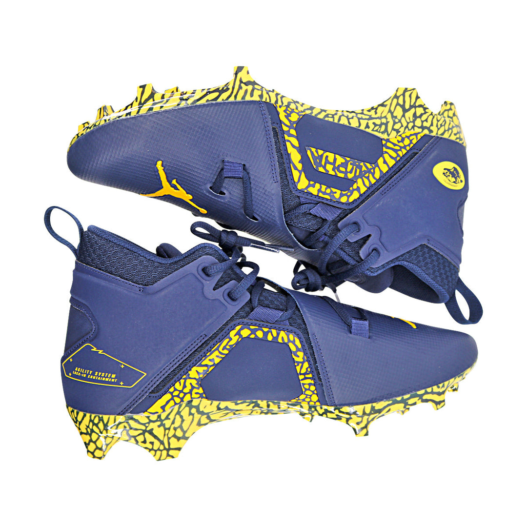 Jordan Brand Alpha Menace Pro 3 University of Michigan Team Issued Cleat Size 10.5