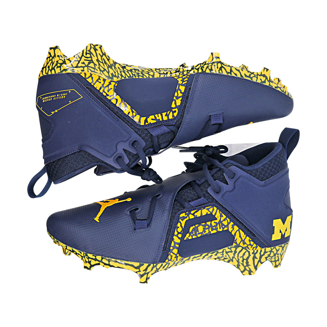 Jordan Brand Alpha Menace Pro 3 University of Michigan Team Issued Cleat Size 10.5