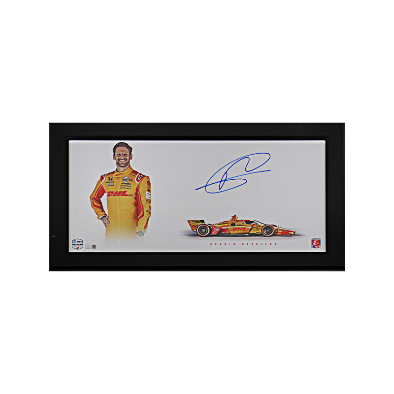 Romain Grosjean Autographed 10x20 Big Sig Framed Photo