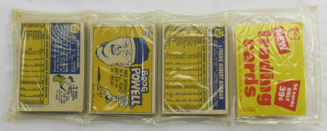 1970 Topps Baseball Card Rack Pack - Factory Sealed - Reggie Jackson AS / Jim Palmer