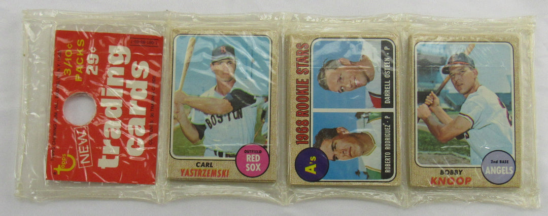 1968 Topps Baseball Card Rack Packs Factory Sealed - Carl Yastrzemski on Top