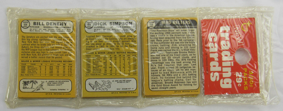 1968 Topps Baseball Card Rack Packs Factory Sealed - Frank Robinson on Top