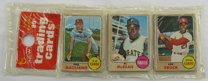 1968 Topps Baseball Card Rack Packs Factory Sealed - Lou Brock on Top