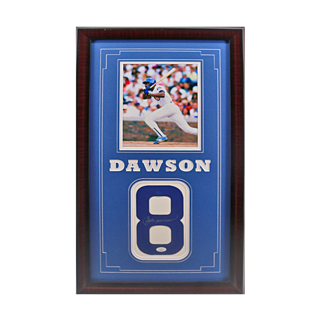 Andre Dawson Chicago Cubs Autographed Signed Framed Photo Jersey Number Collage (JSA COA)