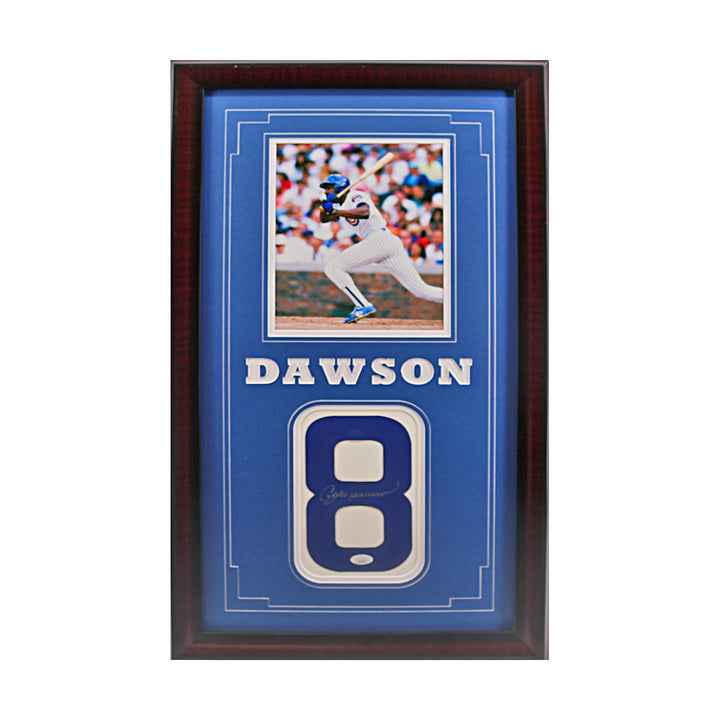 Andre Dawson Chicago Cubs Autographed Signed Framed Photo Jersey Number Collage (JSA COA)