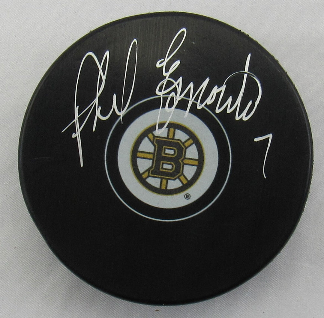 Phil Esposito Signed Bruins Logo Hockey Puck JSA Certified