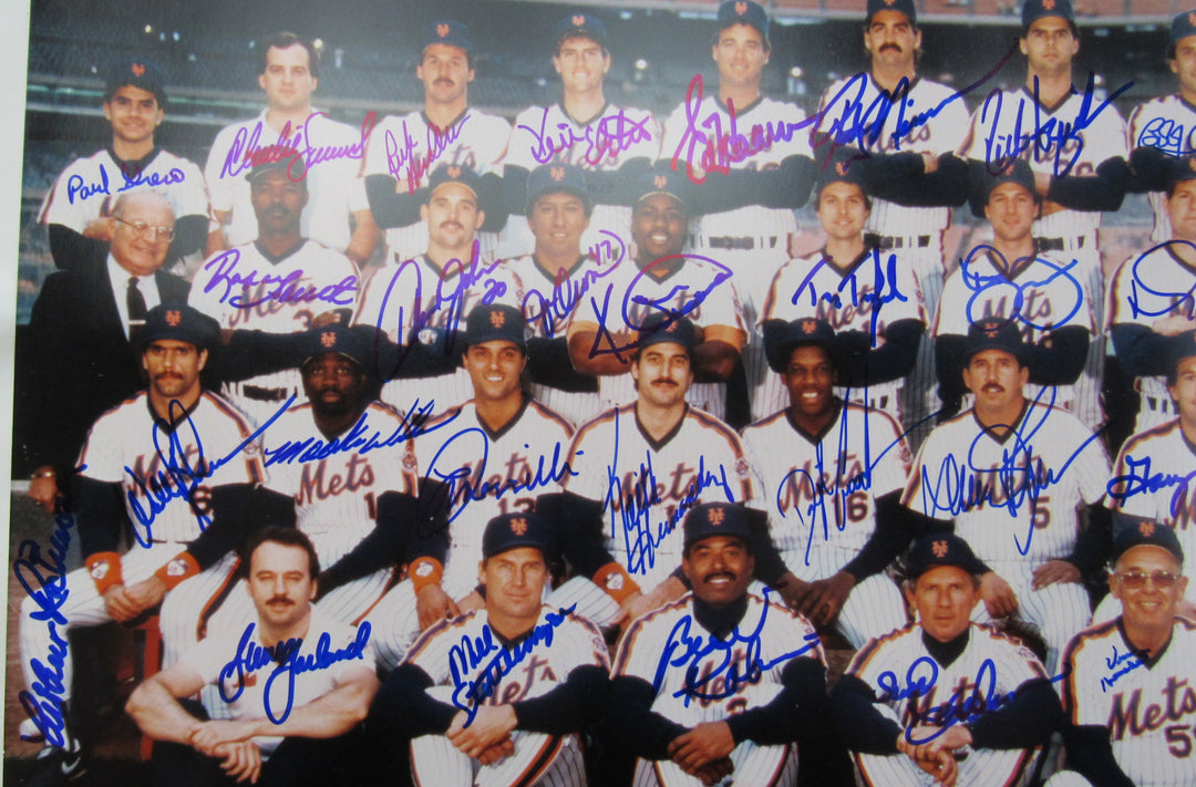 1986 World Series Champion Mets 35+ Signed 16x20 Photo JSA LOA