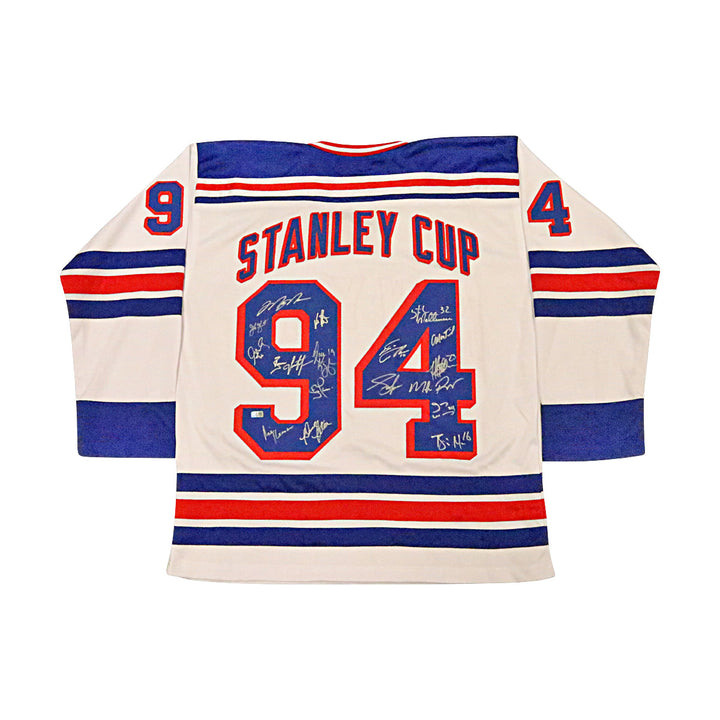 1994 New York Rangers Team Signed Autographed Stanley Cup Custom White Jersey (CX Auth)