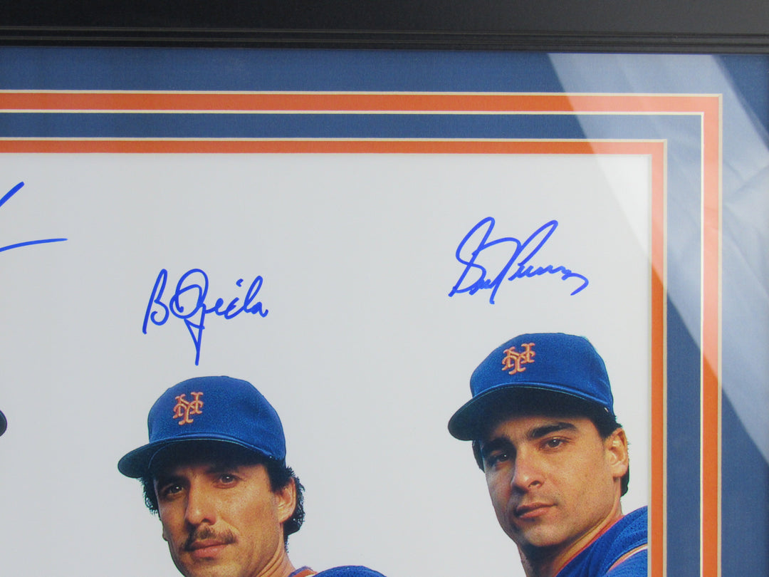 1986 Mets Rotation Signed Gooden Ojeda Darling Fernandez Framed 16x20 Photo JSA COA II