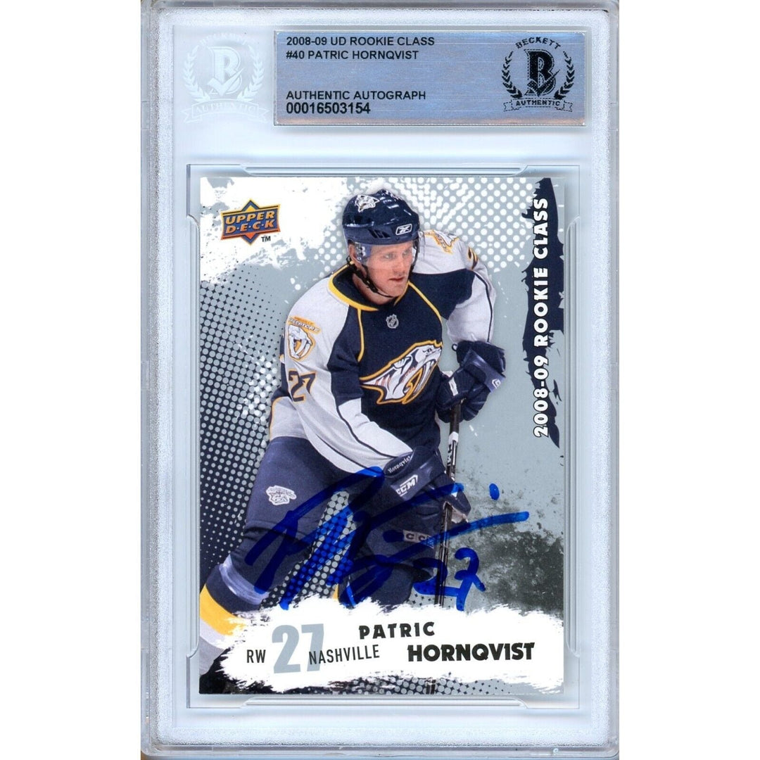 Patric Hornqvist Nashville Predators Signed 2008-09 UD Rookie Class BAS Auth Auto Slab