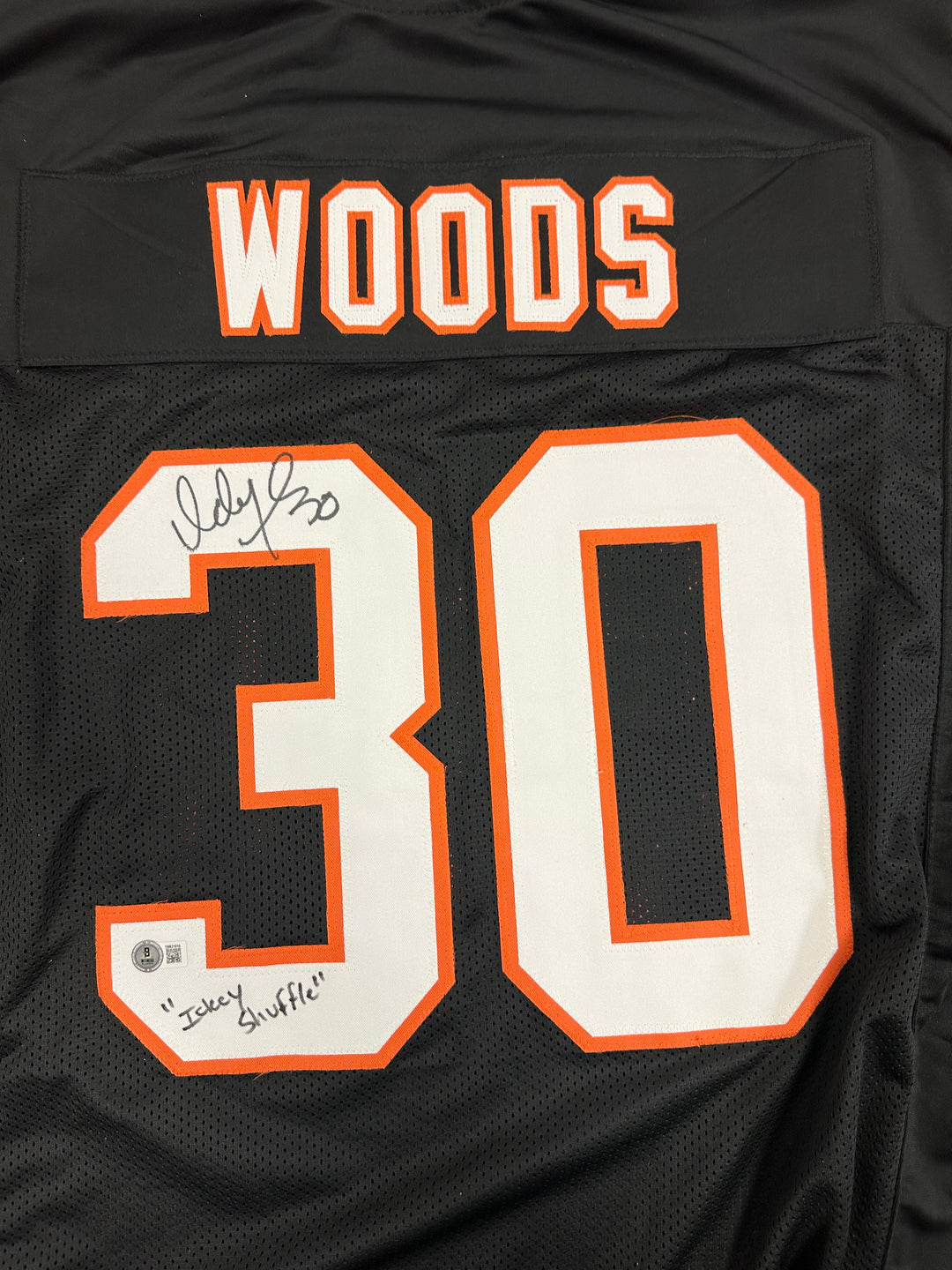 Icky Woods signed custom Bengals jersey,with "Icky shuffle" ins