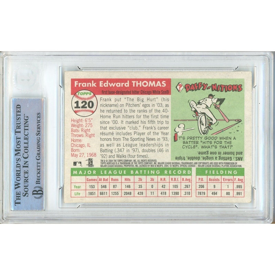 Frank Thomas Chicago White Sox Signed 2004 Topps Heritage Card Beckett Auth Auto Slab