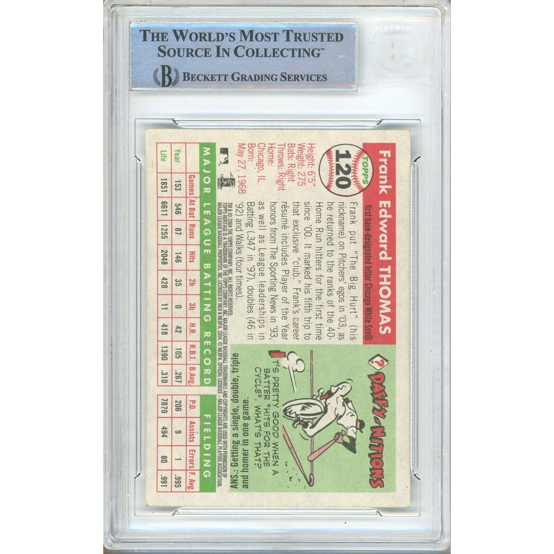 Frank Thomas Chicago White Sox Signed 2004 Topps Heritage Card Beckett Auth Auto Slab