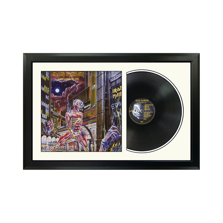 Iron Maiden Somewhere in Time Genuine Vinyl Record & Cover Professionally Framed Wall Display with a White Mat