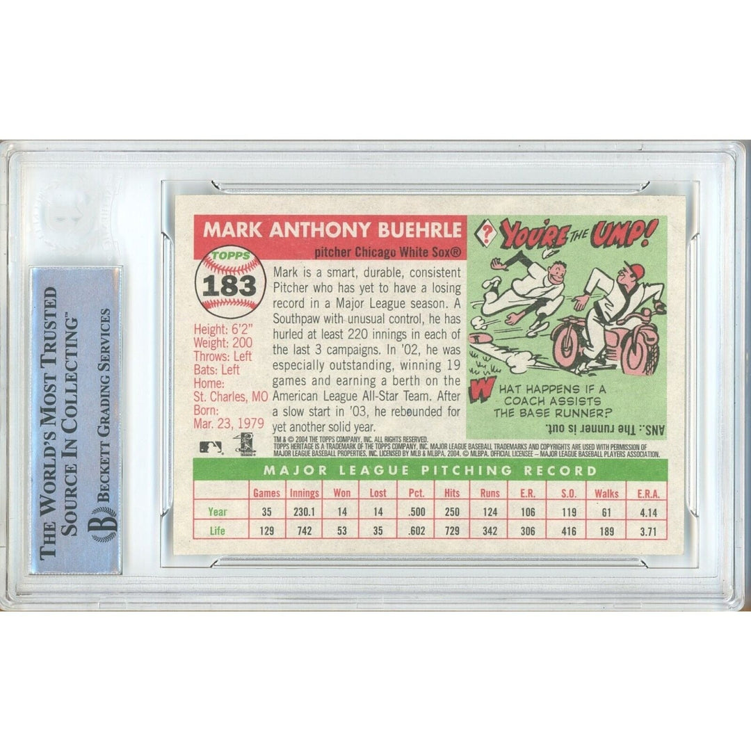 Mark Buehrle White Sox Signed 2004 Topps Heritage Baseball Card Beckett Auth Auto Slab