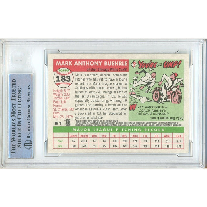 Mark Buehrle White Sox Signed 2004 Topps Heritage Baseball Card Beckett Auth Auto Slab