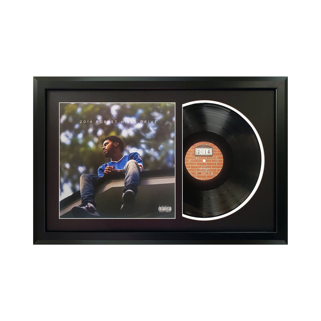 J. Cole 2014 Forest Hills Drive Genuine Vinyl Record & Cover Professionally Framed 17.5  x 26.5  Wall Display with a Black Mat
