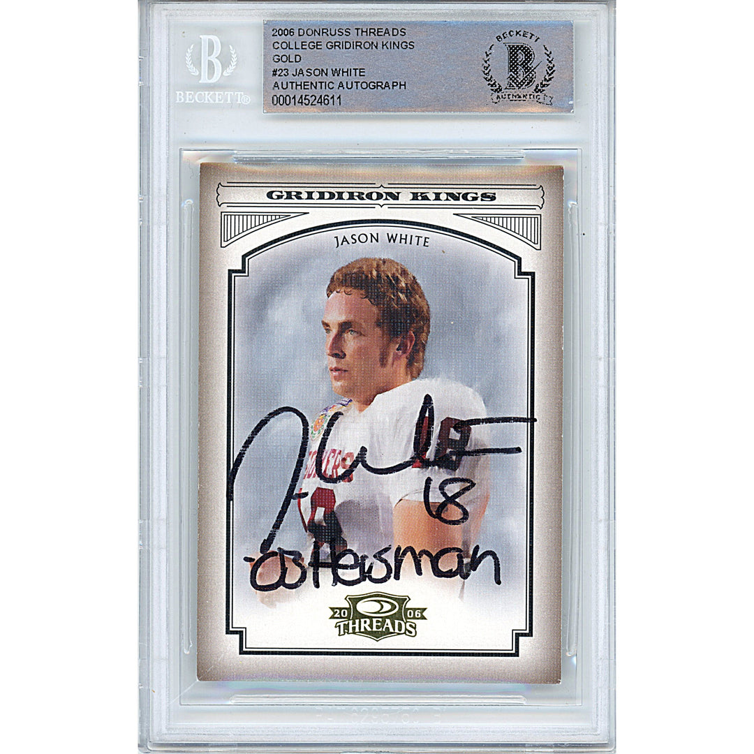 Jason White Signed Oklahoma Sooners 2006 Donruss Football Card Beckett Auth Auto Slab