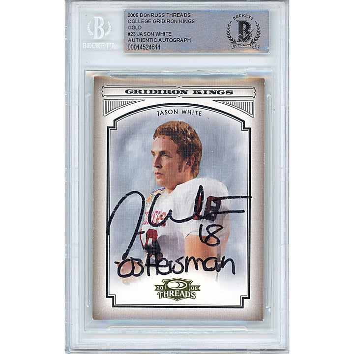Jason White Signed Oklahoma Sooners 2006 Donruss Football Card Beckett Auth Auto Slab