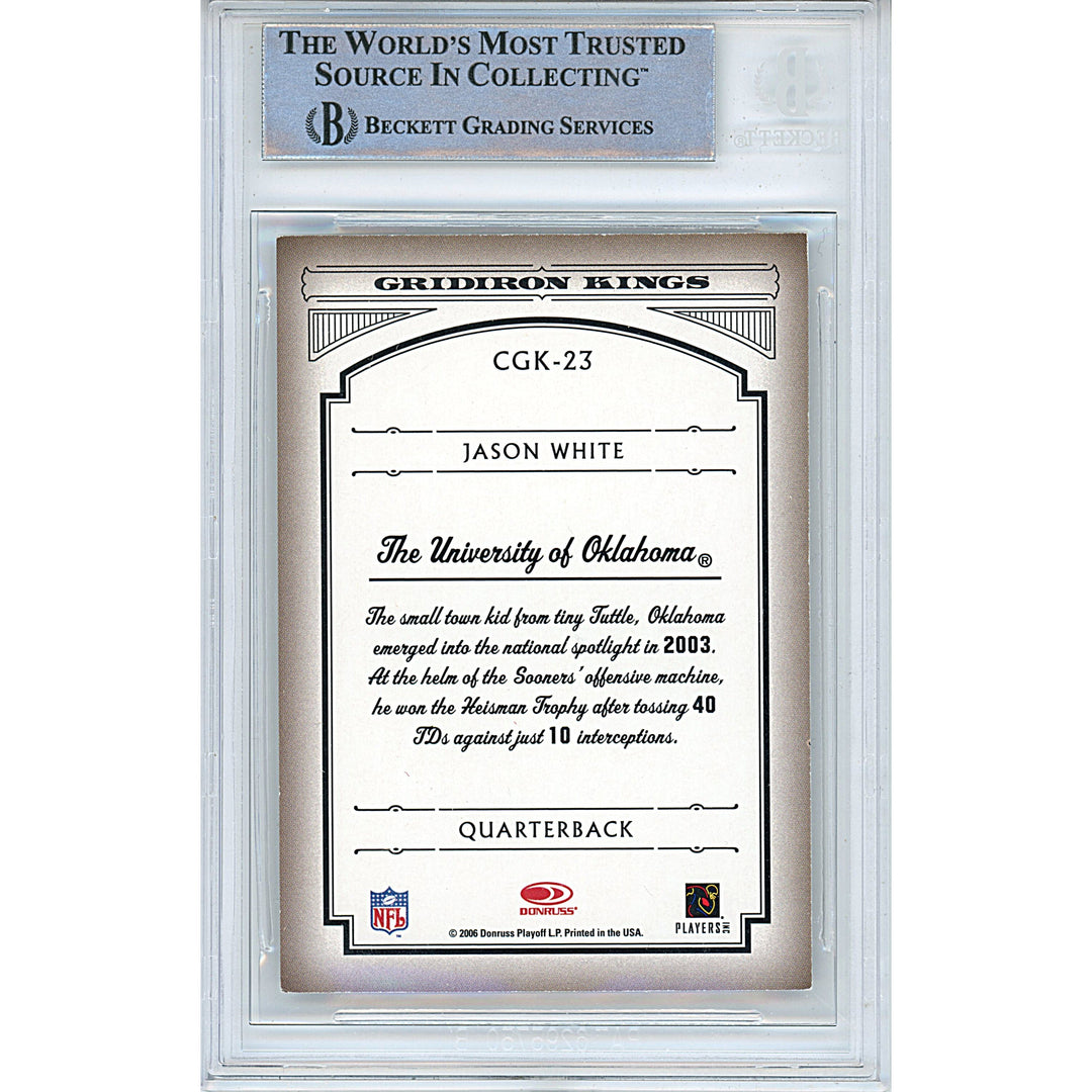 Jason White Signed Oklahoma Sooners 2006 Donruss Football Card Beckett Auth Auto Slab