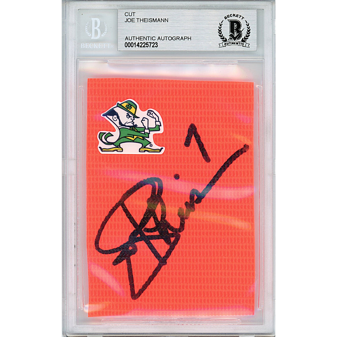 Joe Theismann Signed Notre Dame Irish Football Pylon Piece Sig Cut Beckett Auth Auto Slab