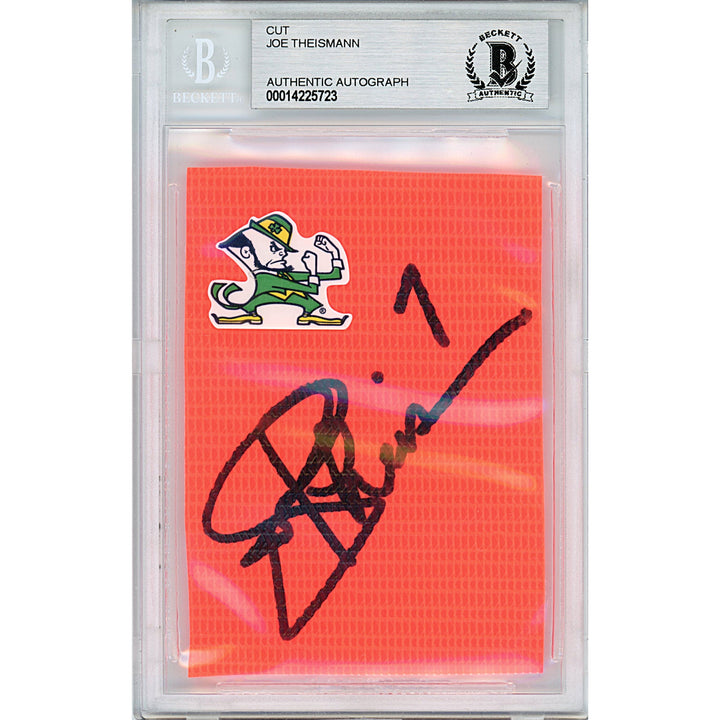 Joe Theismann Signed Notre Dame Irish Football Pylon Piece Sig Cut Beckett Auth Auto Slab