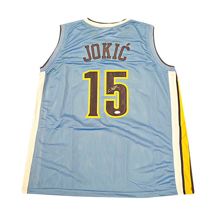 Nikola Jokic Denver Nuggets Autographed Light Blue Custom Jersey JSA COA