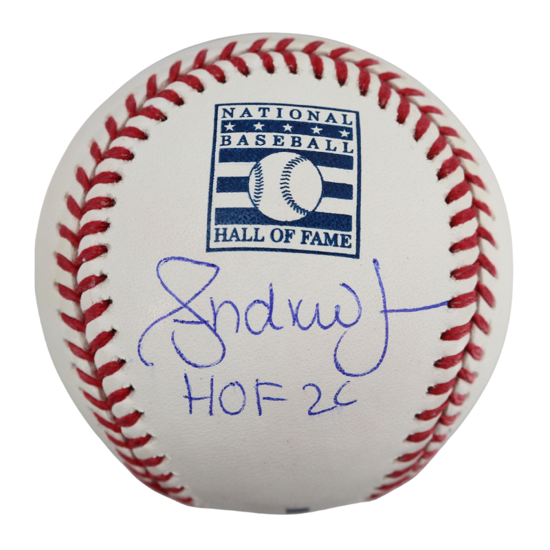 Andruw Jones Braves Yankees Autographed Inscribed HOF Logo Baseball (CX Auth)