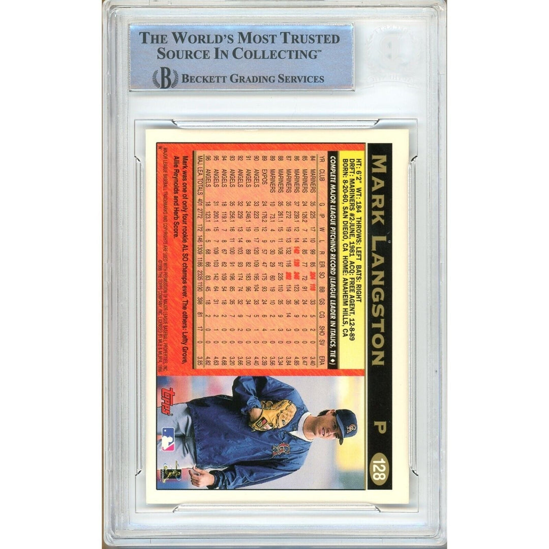 Mark Langston LA Angels Signed 1997 Topps Baseball Card Beckett Authentic Auto Slab