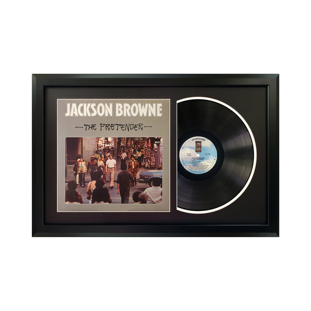 Jackson Browne (The Pretender Genuine Vinyl Record & Cover Professionally Framed Display with a Black Mat