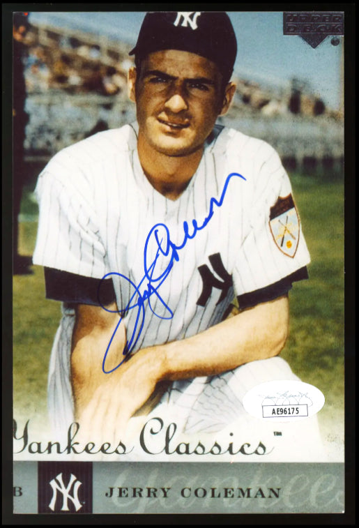 Jerry Coleman New York Yankees Signed 4x6 Vintage Photo (JSA COA)